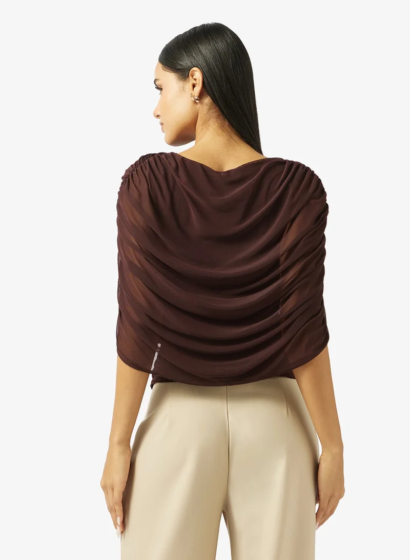 Ginger Draped Gather Detail Top