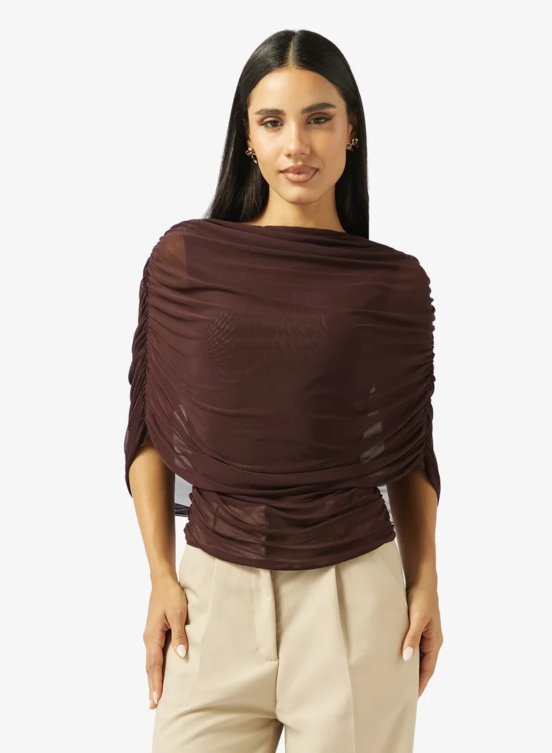 Ginger Draped Gather Detail Top