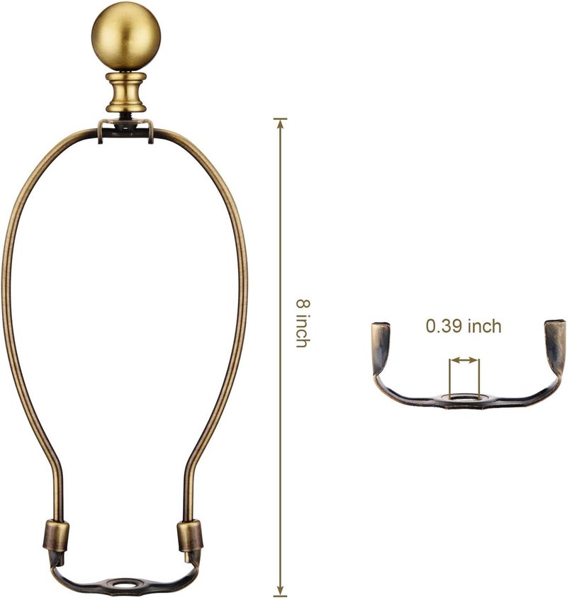 Canomo 1 Set 8 Inch Lamp Harp Lamp Shade Holder with Light Base and 3mm Ball Lamp Finial for Table and Floor Lamps (Antique Brass) - Image 4