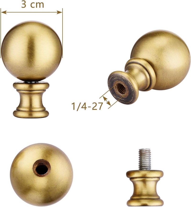 Canomo 1 Set 8 Inch Lamp Harp Lamp Shade Holder with Light Base and 3mm Ball Lamp Finial for Table and Floor Lamps (Antique Brass) - Image 5