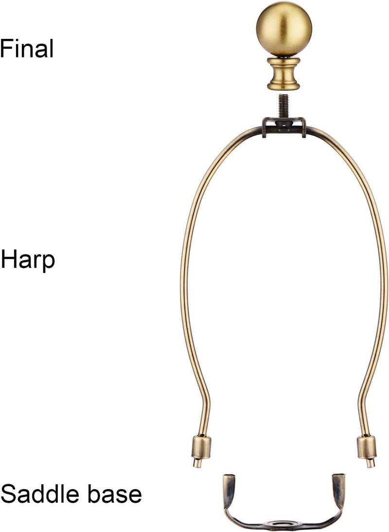 Canomo 1 Set 8 Inch Lamp Harp Lamp Shade Holder with Light Base and 3mm Ball Lamp Finial for Table and Floor Lamps (Antique Brass) - Image 1