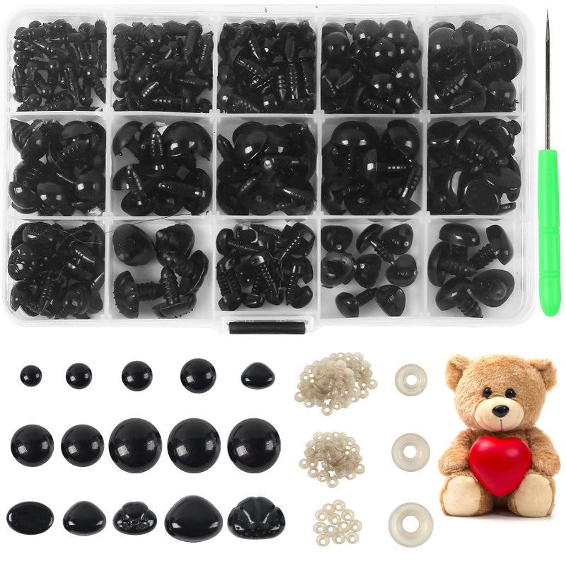 Yexixsr 566PCS Safety Eyes and Noses for Amigurumi, Stuffed Crochet Eyes with Washers, Craft Doll Eyes and Nose for Teddy Bear, Crochet Toy, Stuffed Doll and Plush Animal (Various Sizes) - Image 1