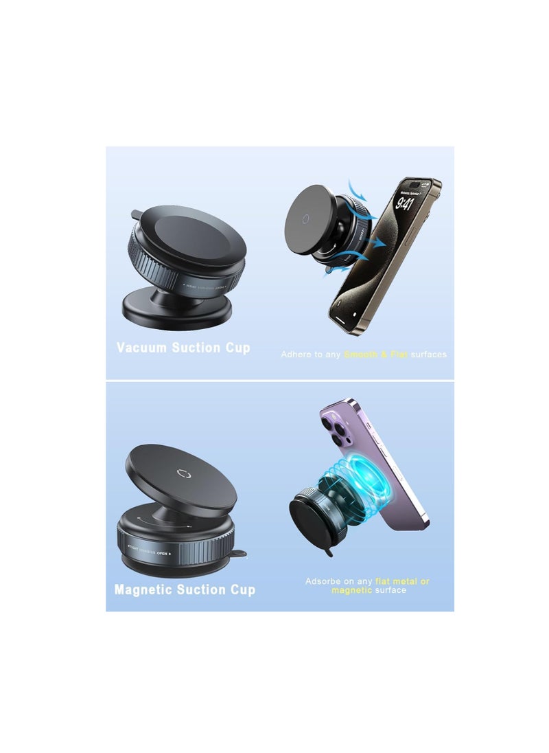Generic - Vacuum Magnetic Suction Phone Mount for iPhone and Android, Magnetic Car Holder , One-Touch Lock & 360° Adjustable, Ideal for Car Screen, Gym, Mirror & Smooth Surfaces - Image 1