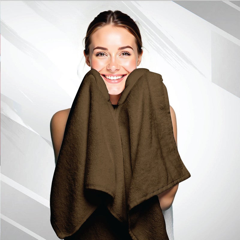REST Bath Sheet   Set of 4 Wood Brown Cotton Bath Sheet  100x150cm , 39x59 inch Absorbent Cotton Hotel Quality Quick-Dry Durable Comfortable Stylish Thick Bath Sheet Machine Washable - Image 5
