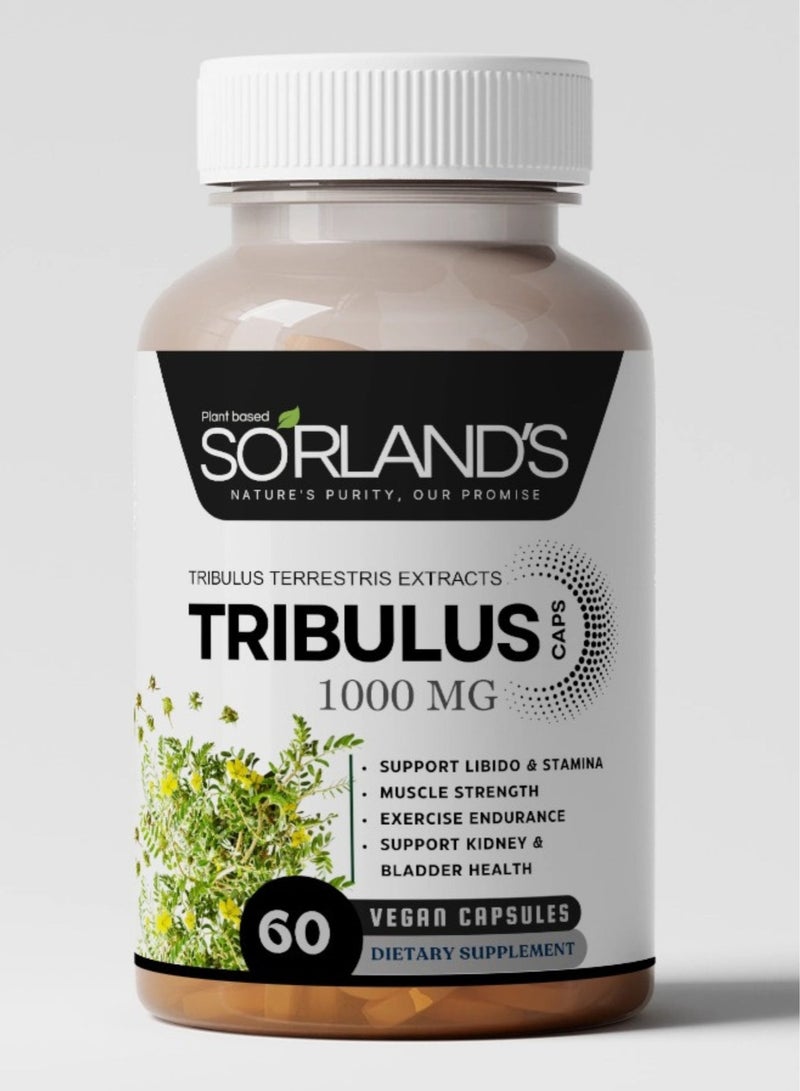 Sorland's Tribulus Terrestris — 60 vegan capsules, 100% pure, non-GMO, free of additives, fillers, and preservatives,energy, endurance, recovery, vitality, stamina, immunity, and overall wellness. - Image 1