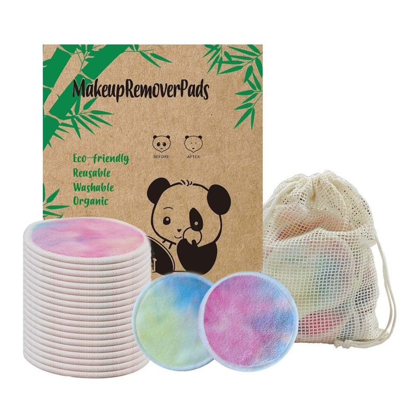 Sopurrrdy 28 Pack Reusable Makeup Remover Face Pads with Laundry Bag Washable Soft and Comfortable Cleaning Face Skin,Washable Bamboo Cotton Rounds Colorful - Image 1