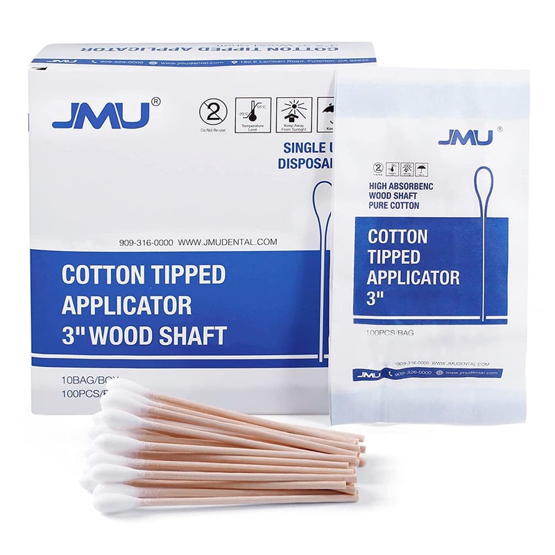JMU Medical Cotton Swabs, Cotton Swabs with Wooden Sticks, 1000 Count - Image 1