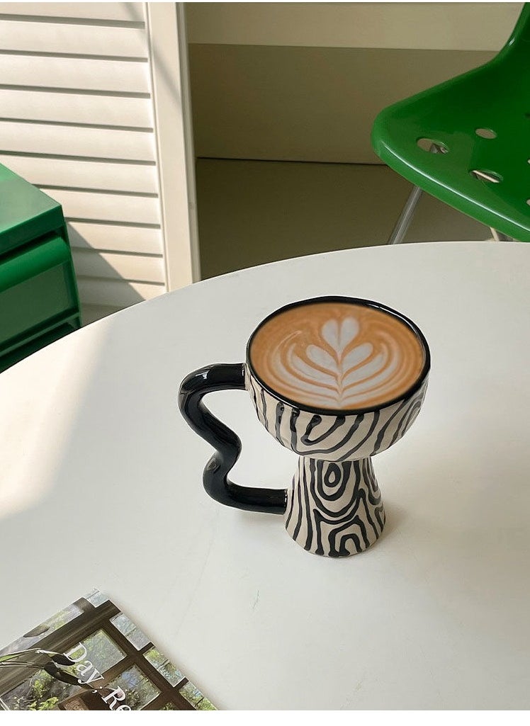 Generic Retro Style Tall Ceramic Coffee Cup With Butterfly Shaped Grip, Annual Ring Ceramic Mug Artwork Suitable For Coffee,Tea,Beverage,Water 210ML  - Image 3