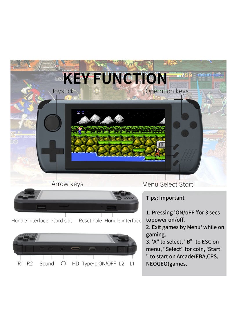 Excefore - Open Source Handheld Game Console, 4.3 Inch IPS HD Screen, 3500+ Classic Video Games, Multi-Emulator/HD Output/TF Card Expansion (ATM7051 CPU Quad Core ARM CORTEX-A9, 64G Black) - Image 1