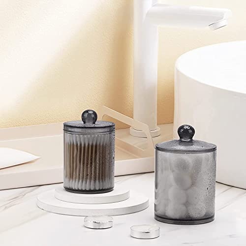 Kienlix Plastic Cotton Swab Storage Dispenser, Cotton Ball & Earbud Holder Storage Box, Cosmetics Makeup Storage Holder Box for Women Organizer Container with Lid-(Black) (Pack of 2) - Image 5