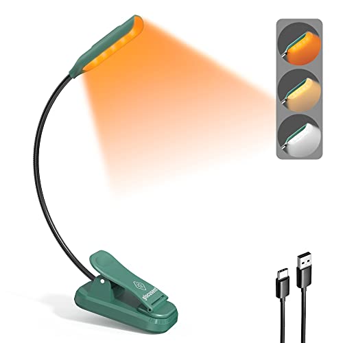 Glocusent Willow Book Light for Reading in Bed, 10LED Bright Reading Light, 3 Colors & 3 Brightness, Rechargeable Book Light Lasts for 80hr, Lightweight Clip on Book Light, Perfect for Book Lovers - Image 1