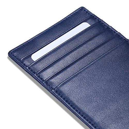 HISCOW Car Sun Visor Card Holder with Elastic Band Fastener - Italian Calfskin (Dark Blue) - Image 4
