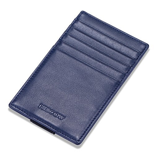 HISCOW Car Sun Visor Card Holder with Elastic Band Fastener - Italian Calfskin (Dark Blue) - Image 2