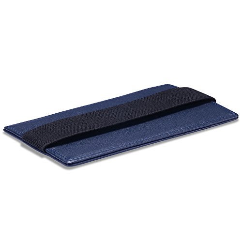 HISCOW Car Sun Visor Card Holder with Elastic Band Fastener - Italian Calfskin (Dark Blue) - Image 3
