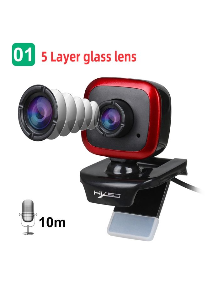 HXSJ A849 480P Adjustable 360 Degree HD Video Webcam PC Camera with Microphone(Black Red)