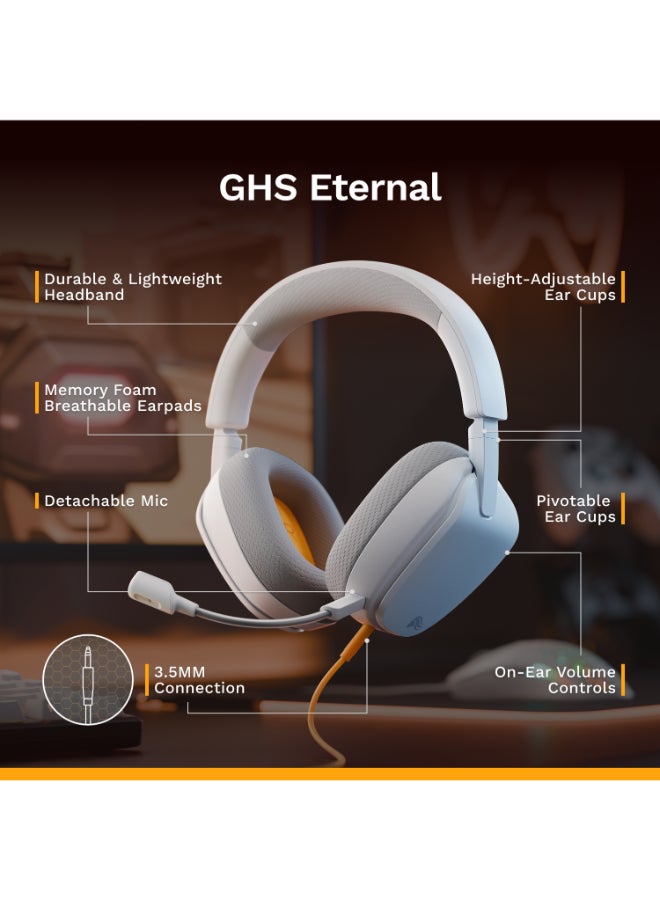GLORIOUS GHS Eternal Stereo Gaming Headset for PC, PS5, PS4, Xbox, Switch - Specially Tuned Driver, Adjustable Detachable Microphone, 3.5mm - Durable, All Day White - Image 5