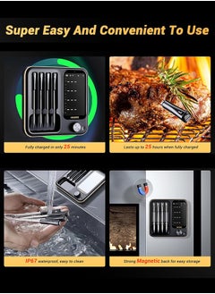 INKBIRD INKBIRD Wireless BBQ Thermometer INT-14-BW Three-Mode with 4 Probes WiFi Bluetooth Meat Thermometer with Temperature Pre-alarm and Timer IP67 Waterproof Smart Food Thermometer for BBQ Grill Oven  - Image 5