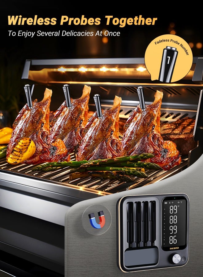 INKBIRD INKBIRD Wireless BBQ Thermometer INT-14-BW Three-Mode with 4 Probes WiFi Bluetooth Meat Thermometer with Temperature Pre-alarm and Timer IP67 Waterproof Smart Food Thermometer for BBQ Grill Oven  - Image 3