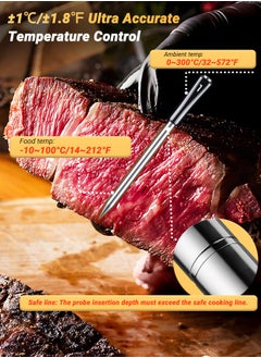 INKBIRD INKBIRD Wireless BBQ Thermometer INT-14-BW Three-Mode with 4 Probes WiFi Bluetooth Meat Thermometer with Temperature Pre-alarm and Timer IP67 Waterproof Smart Food Thermometer for BBQ Grill Oven  - Image 4