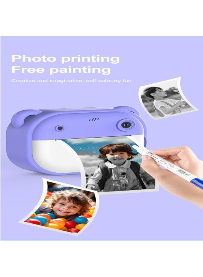 Neutral Instant Print Camera - Dual-Lens SLR Digital Film Mini Printer, Portable Ink-Free Thermal Printer with 2 Rolls of Paper, Suitable for Office, Home, Outdoor, Travel, etc. (Purple) - Image 2