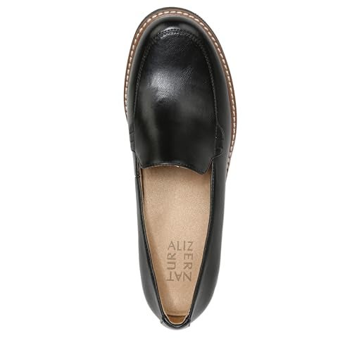 Naturalizer Womens Cabaret Slip On Lightweight Lug Heeled Loafer, Black Smooth, 10 W - Image 5