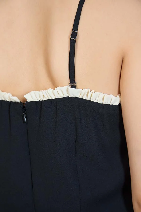 Virgio Crepe Strappy Ruffle-Detail Mini Dress