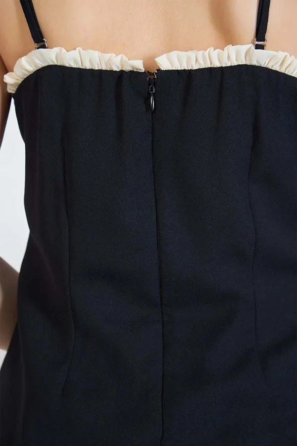 Virgio Crepe Strappy Ruffle-Detail Mini Dress