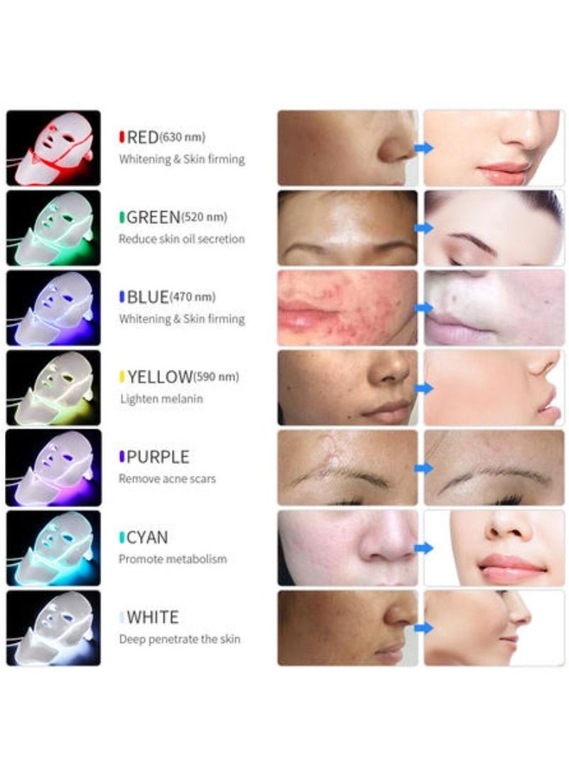 ACLIX RECHARGEABLE 7 COLOR LED MASK FOR FACE AND NECK LIGHT SKIN REJUVENATION FACIAL BEAUTY DAILY SKIN CARE MASK ANTI AGING WRINKLE REMOVAL - Image 5