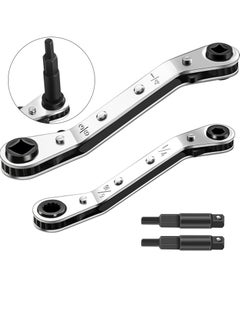 KASTWAVE Hvac Service Wrench Refrigeration Service Wrench Set, 3/8 to 1/4, and 5/16 to 1/4, Ratchet Wrench Refrigeration Tool Set Air Conditioner Valve with Hexagon Bit Adapter Kit for Equipment Repair  - Image 1