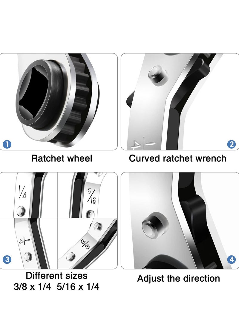 KASTWAVE Hvac Service Wrench Refrigeration Service Wrench Set, 3/8 to 1/4, and 5/16 to 1/4, Ratchet Wrench Refrigeration Tool Set Air Conditioner Valve with Hexagon Bit Adapter Kit for Equipment Repair  - Image 3