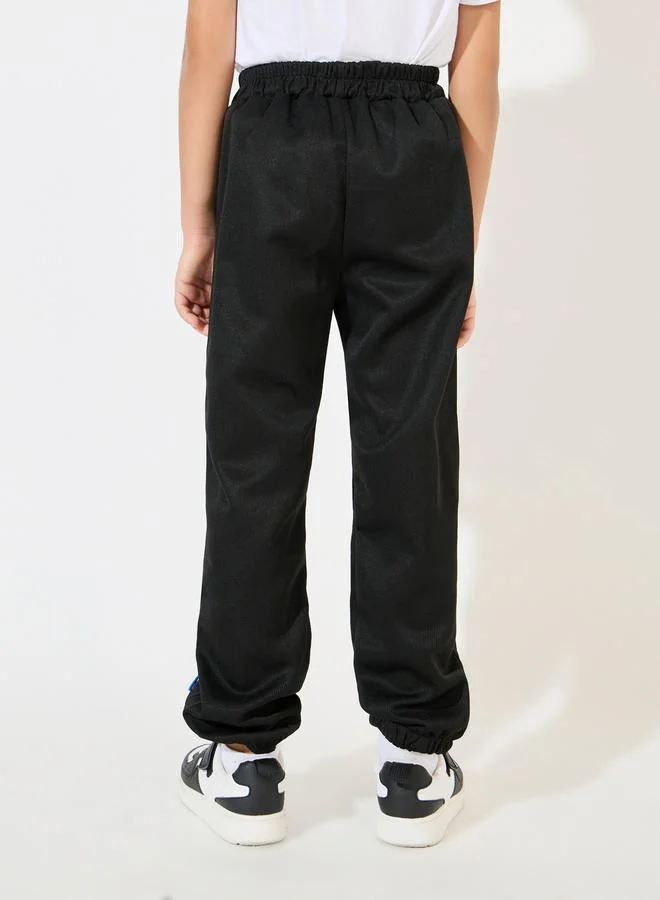 Styli Slant Pocket Patch Cotton Joggers