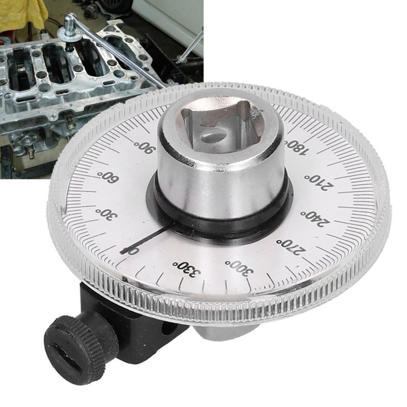 Torque Angle Gauge 1/2in Drive Tool 360 Degree Scale With 2 Degree Increments - Adjustable Dual-length Holding Rod Torque Wrench Adapter for Universal Car Engine Repair - Image 2