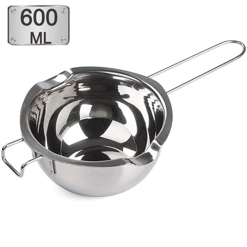 Stainless Steel Double Boiler Pot with 600ML for Melting Chocolate Candy and Candle Making 188 Steel Universal Insert