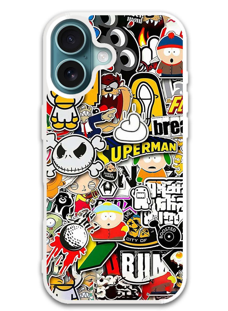 Theodor Protective Case Cover For APPLE IPHONE 16 superhero tags (White Bumper) - Image 1