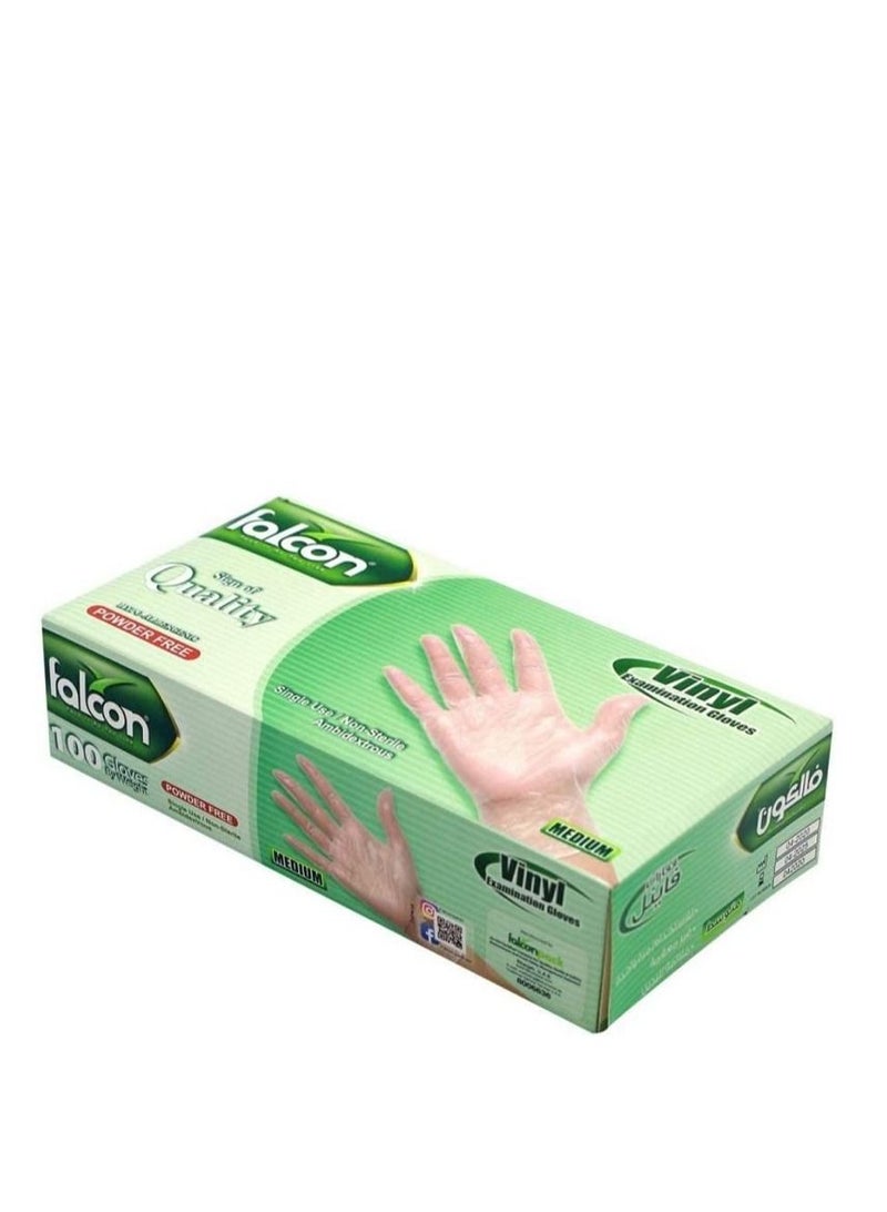 Falcon Vinyl Examination Gloves Clear Medium - Image 2