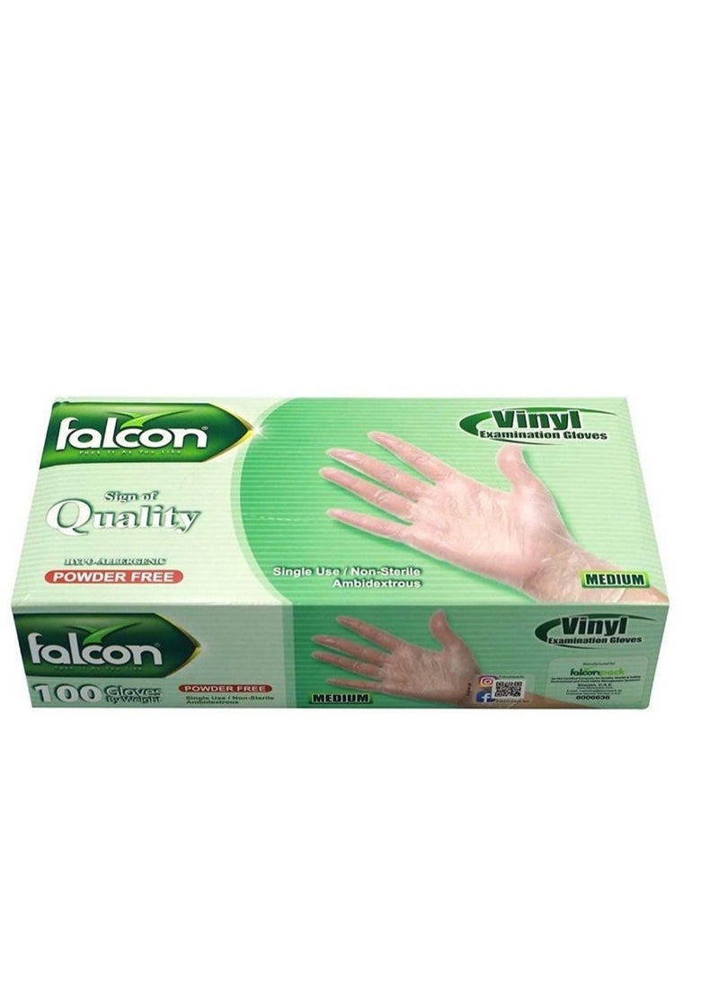 Falcon Vinyl Examination Gloves Clear Medium - Image 1