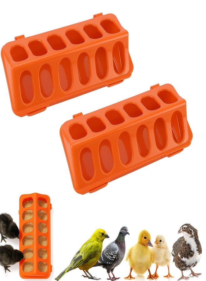 Oncpcare 2 Pack Plastic Flip-Top Poultry Feeder Tray, Chick Feeding Trough for Baby Chicken, Ducklings, Quail, Pigeons and Small Birds - Spill-Resistant Farm Feeder - Image 1