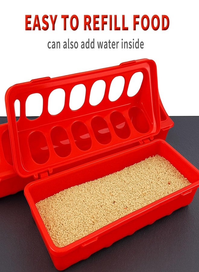 Oncpcare 2 Pack Plastic Flip-Top Poultry Feeder Tray, Chick Feeding Trough for Baby Chicken, Ducklings, Quail, Pigeons and Small Birds - Spill-Resistant Farm Feeder - Image 4