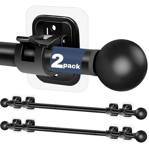 Tidisort Curtain Rods No Drilling for Windows58 Inch Diameter Drapey Pole with No Drill Curtain Rod Brackets 2PCS Black 30 to 45 - Image 1
