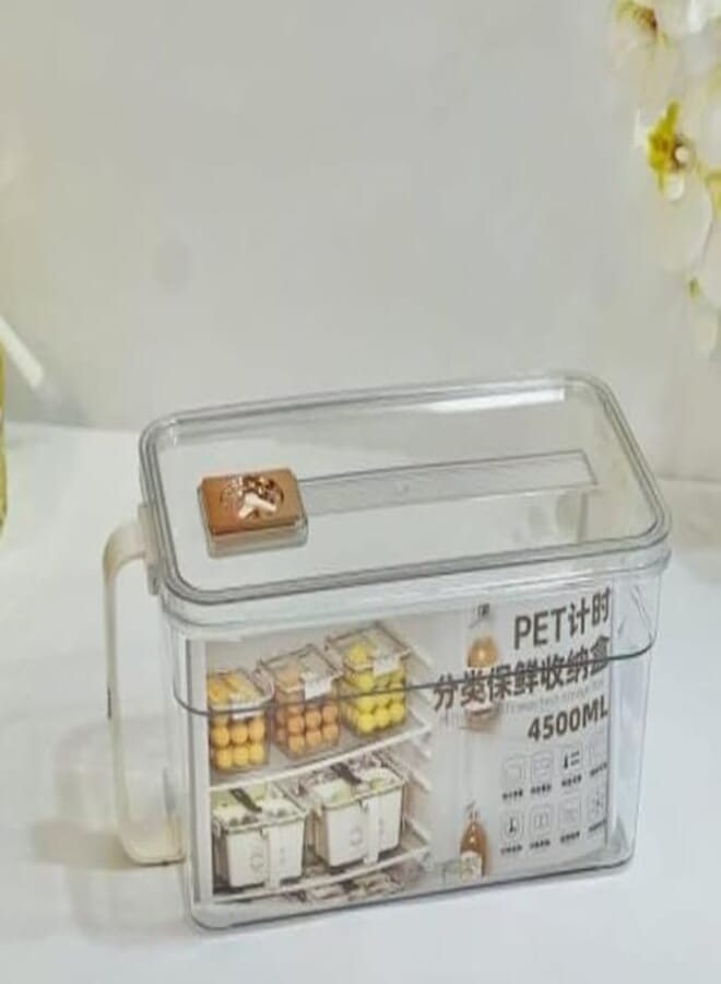 4500ml Fridge Storage Container for Fruits & Vegetables | BPA-Free Fresh Produce Organizer with Lid & Drain Tray | Refrigerator Food Box