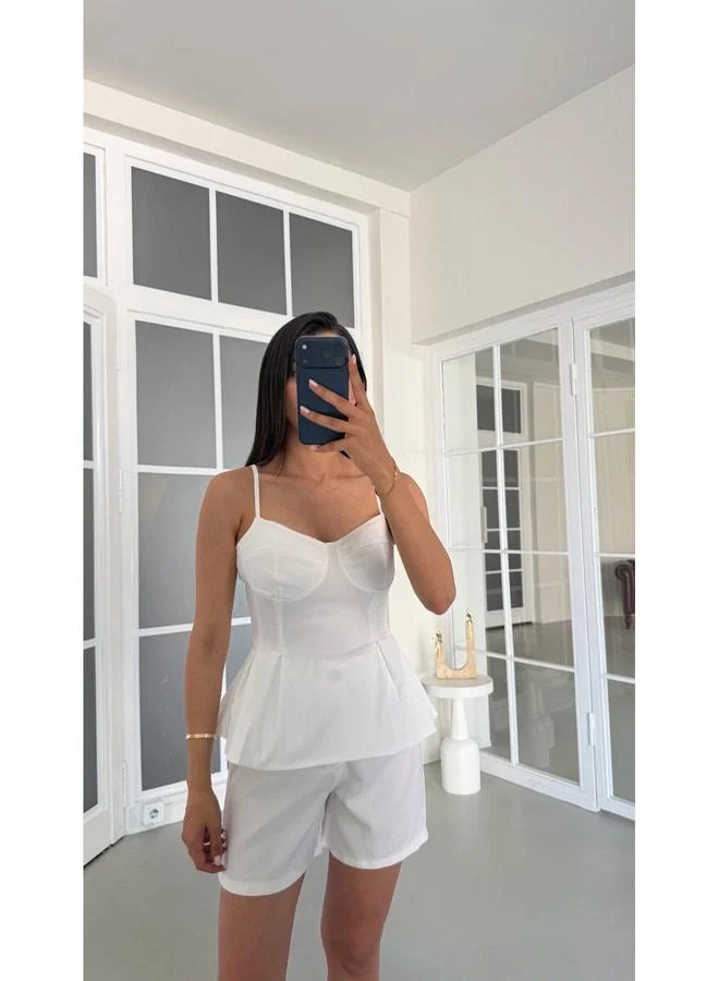White Adjustable Strapless elastane Corset GAUS-01719.