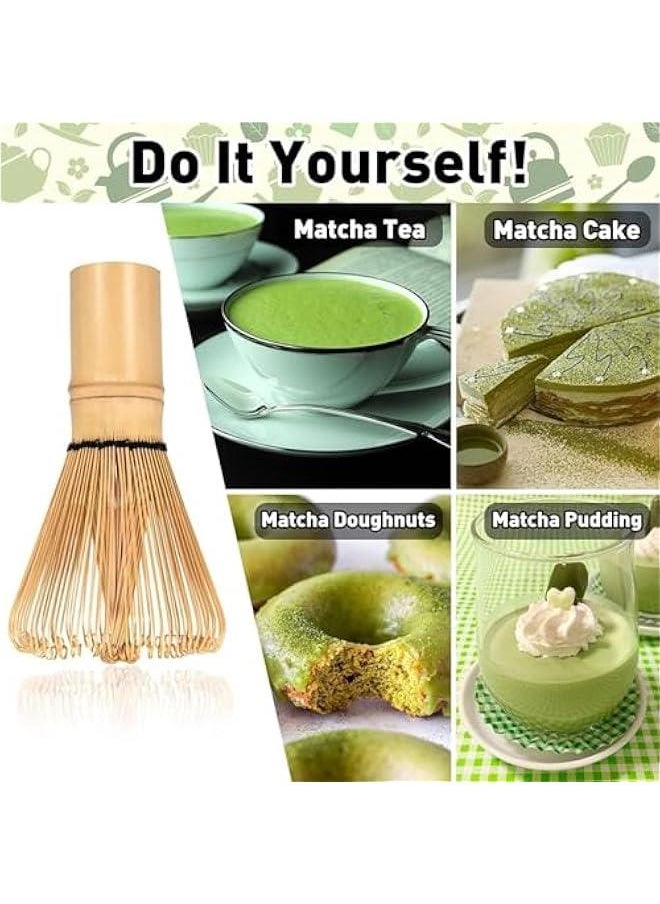7Pcs Matcha Whisk Set, Japanese Tea Set, Include Matcha Bowl, Matcha Bamboo Whisk, Scoop, Stainless Steel Tea Sifter, Whisk Holder, Matcha Whisk Set, Matcha Green Tea Making Kit (Blue)