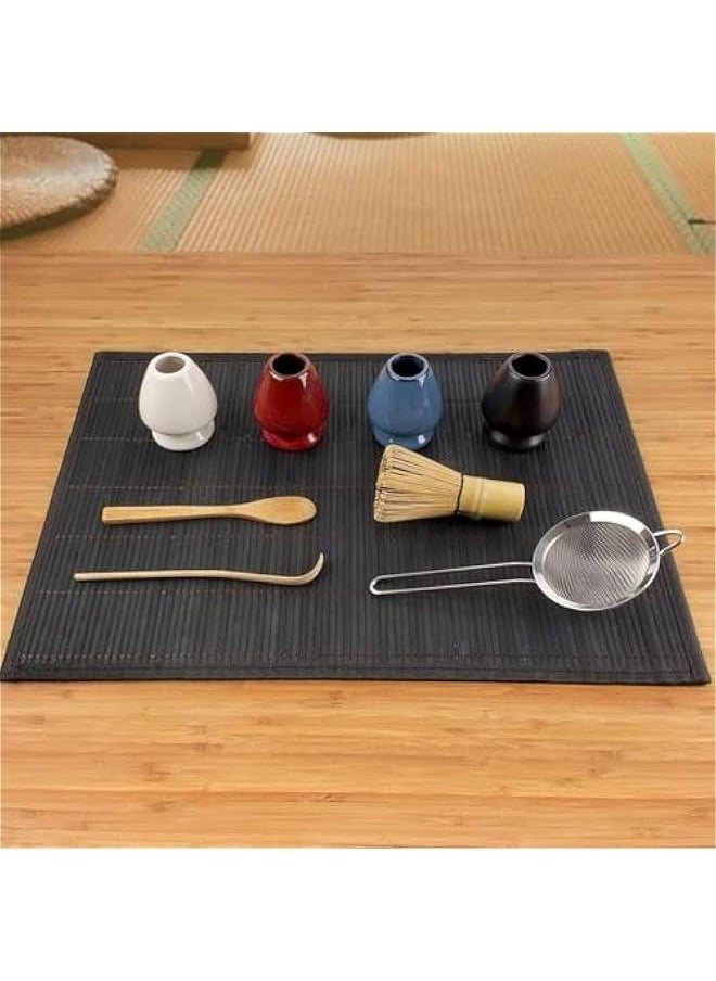 7Pcs Matcha Whisk Set, Japanese Tea Set, Include Matcha Bowl, Matcha Bamboo Whisk, Scoop, Stainless Steel Tea Sifter, Whisk Holder, Matcha Whisk Set, Matcha Green Tea Making Kit (Blue)