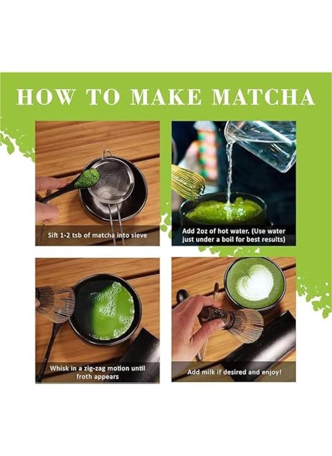 7Pcs Matcha Whisk Set, Japanese Tea Set, Include Matcha Bowl, Matcha Bamboo Whisk, Scoop, Stainless Steel Tea Sifter, Whisk Holder, Matcha Whisk Set, Matcha Green Tea Making Kit (Blue)