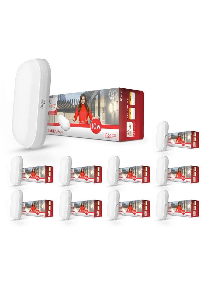 Murphy 10W LED Oval Shape Bulkhead Wall Lamp | IP66 Waterproof Outdoor Light for Gardens, Porches & Bathrooms | Cool White, Pack of 10 | 2-Year Warranty - Image 1