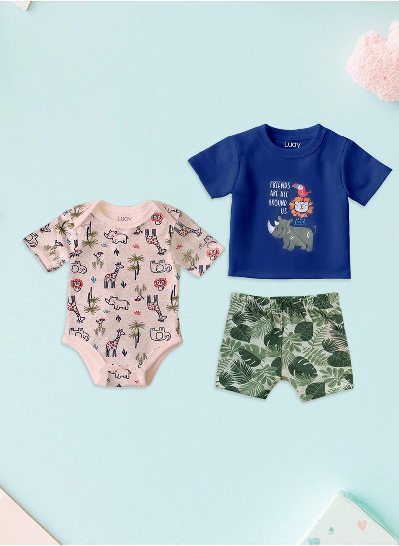 LUAY 100% Organic Cotton T-shirt+Onesies Pack of 3 set Baby 3in 1Gift Set for Unisex Baby Pure Cotton_Soft,Smooth& Machine,Washable,Breathable Fabric - pzsku/ZD87F979C3C4DEE2173ACZ/45/_/1734344448/48b7e099-4f06-4055-ad85-270290cd0483