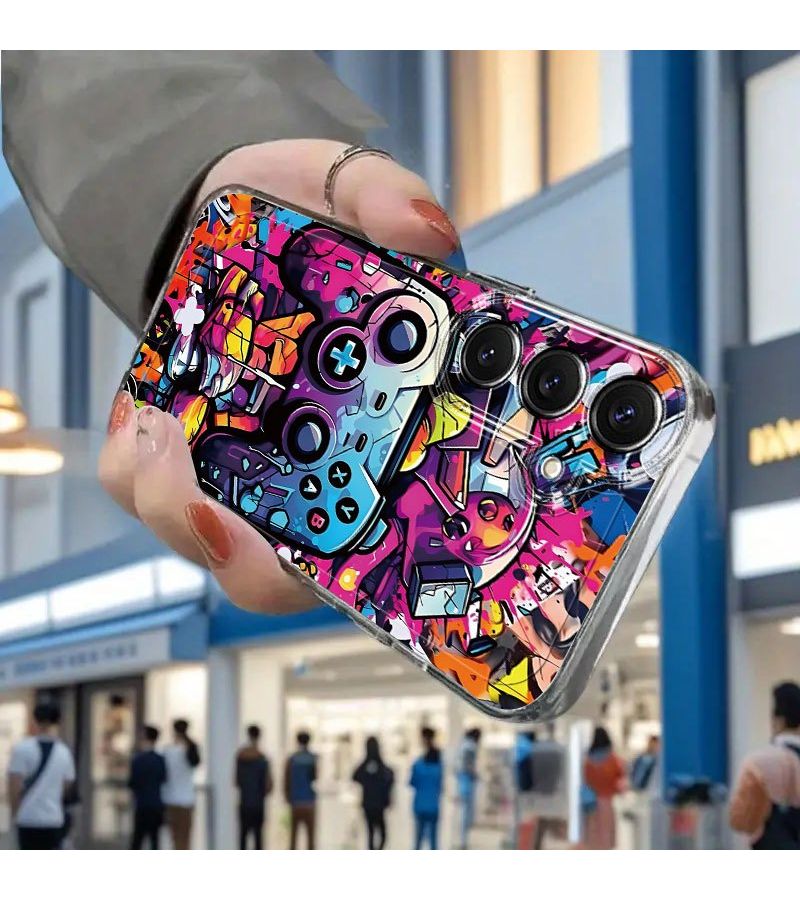 Cartoon Graffiti Game Console Controller Design Mixed Color Transparent Anti Shock Phone Case For Samsung Galaxy A23 5G Protective Cover - Image 4