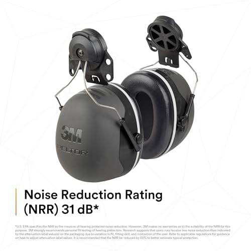 3M PELTOR Ear Muff Hearing Protection, Cap Style Hard Hat Attached Earmuffs, X Series X5P3E, NRR 31 dB, Pack of 1, Construction, Manufacturing, Maintenance, Woodworking, Heavy Engineering, Black - Image 4