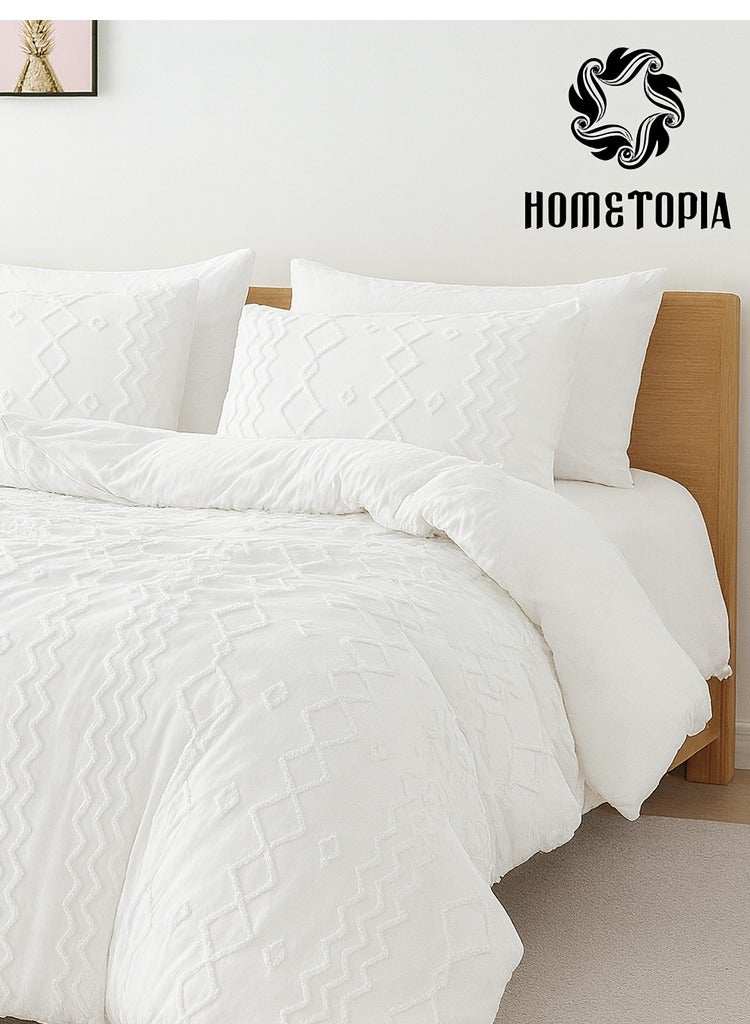 هوم توبيا طقم لحاف فاخر كينج سايز 6 قطع من HOMETOPIA مقاس 264×229 سم – قماش بنقشة بارزة، ناعم للغاية وقابل للتهوية، مريح، مناسب لجميع الفصول، جودة عالية، مثالي للغرف المكيفة والاستخدام المنزلي في السعودية - Image 3