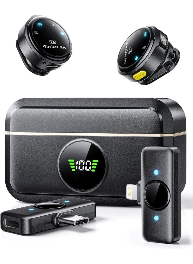 Arizone R-1 Wireless Lavalier Microphone for iPhone/Android, Lapel Mics with Lightning/USB-C Plug-Play, 150FT Range, Omnidirectional Condenser Mic for Video Recording, Interview, Podcast, Vlog, YouTube - Image 2